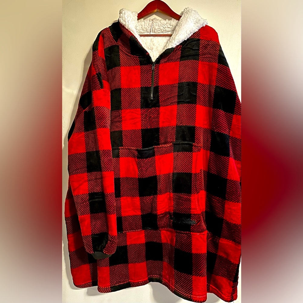 Red and Black Plaid Hooded Snuggie